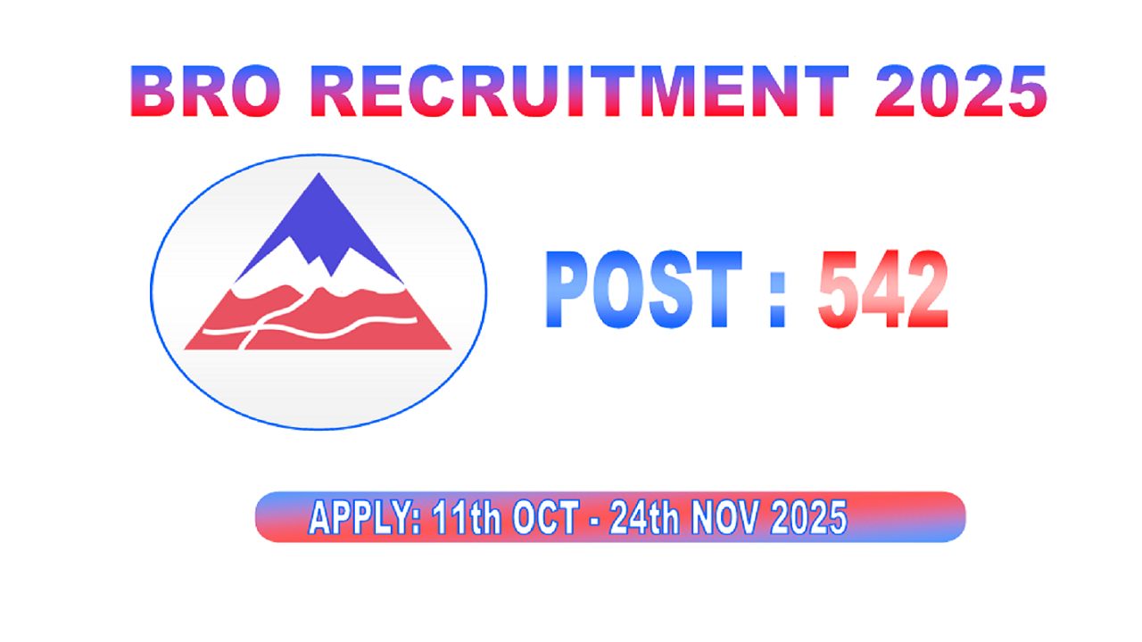 BRO Recruitment 2025: Apply for 542 Mechanic, MSW Posts