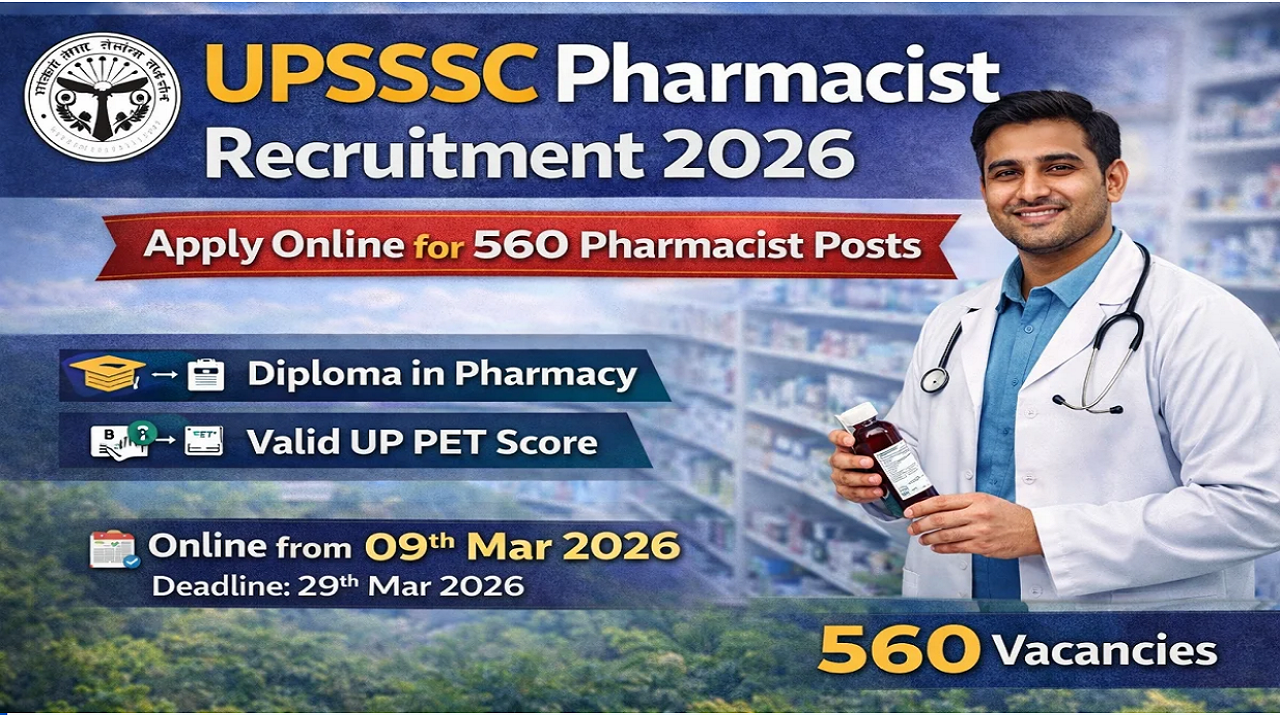 UPSSSC Pharmacist Recruitment 2026: 560 Vacancies Announced